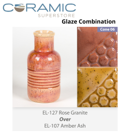 Rose Granite EL127 over Amber Ash EL107 Glaze Combination